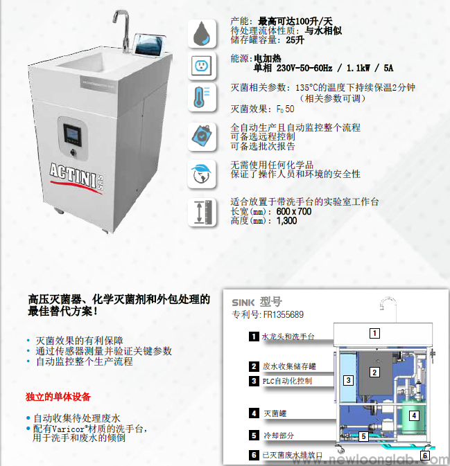 实验室的全自动连续流污水灭菌方案-法国Actini小型系统(图3)